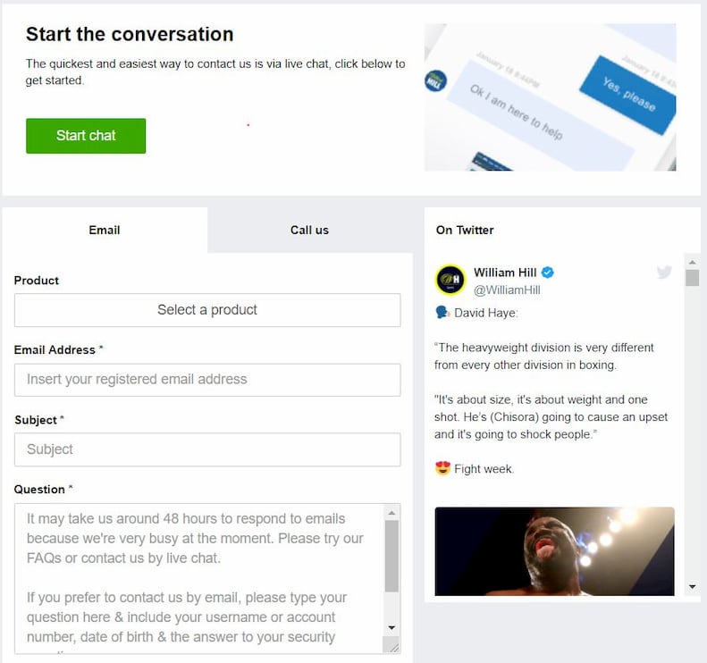 William Hill Customer Support
