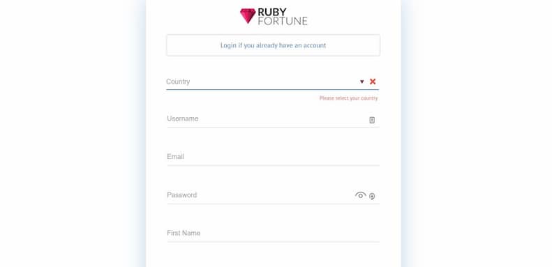Ruby Fortune Sign Up