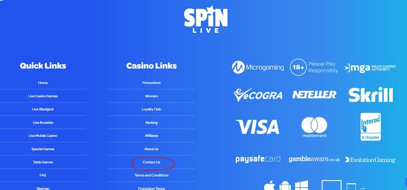Spin Casino Customer Support