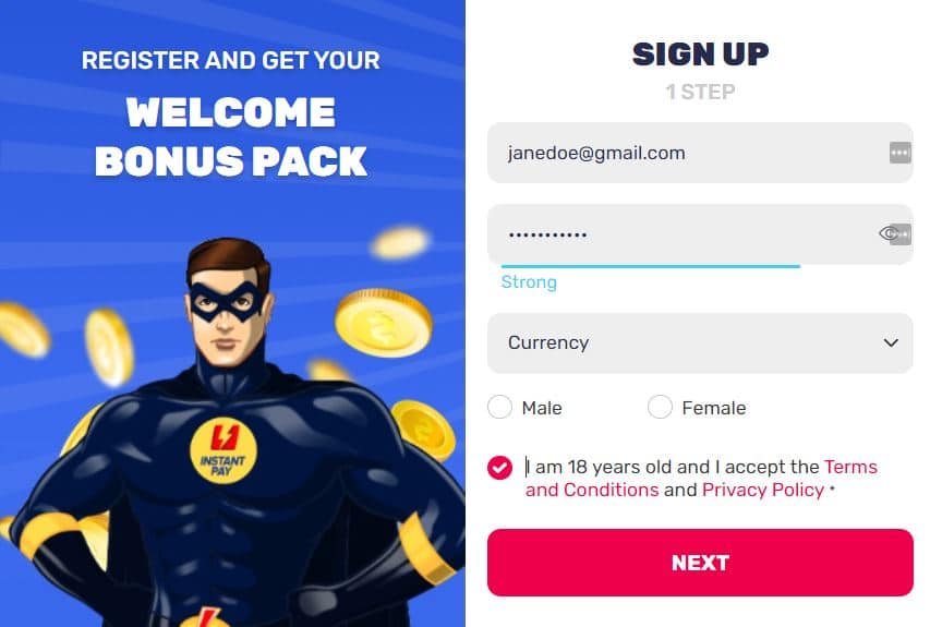 InstantPay Casino Signup
