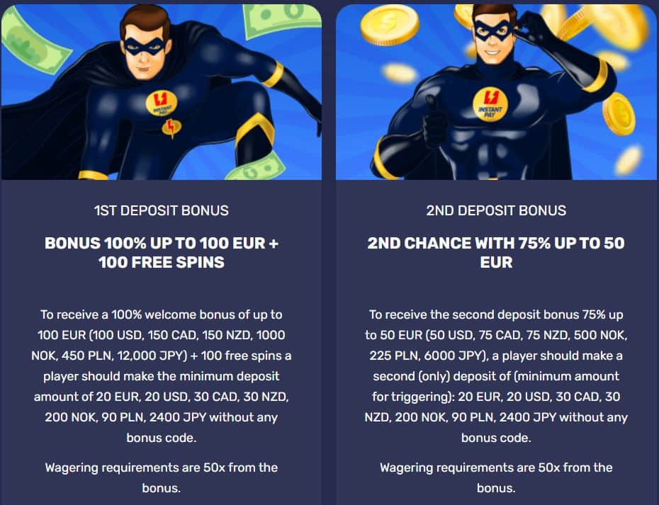 InstantPay Casino Welcome Bonus